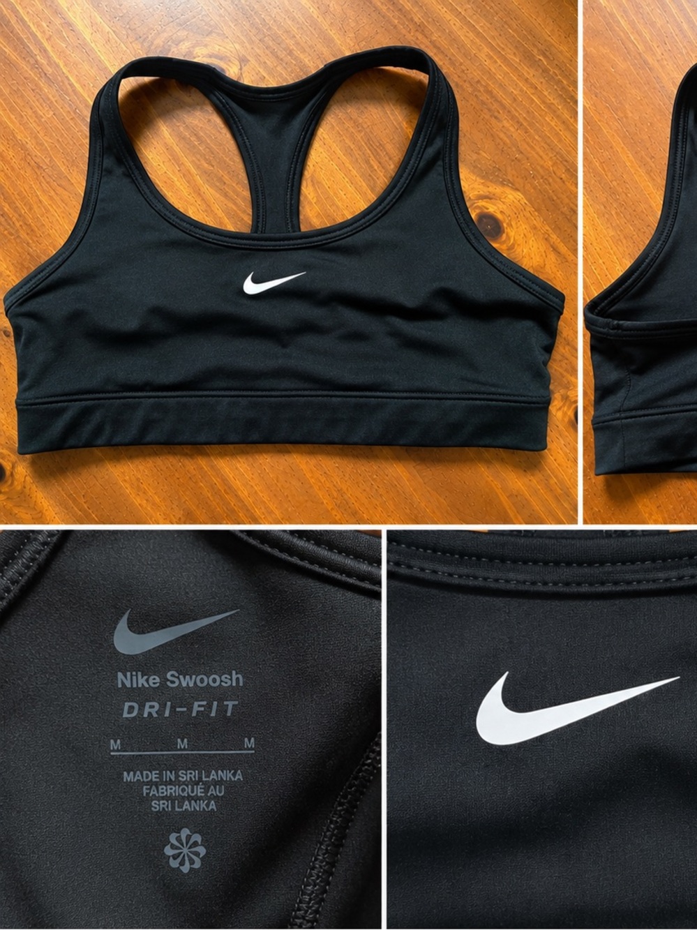 Nike Black Sports Bra with White Swoosh Logo